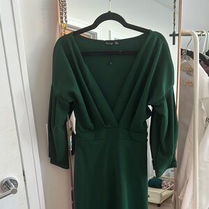 Boohoo Women's Deep Green Long Sleeve Dress